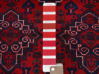 Tribal & Geometric hand-knotted wool rug in Red, 3'10" x 5'7" — SKU O0676 (view 4)
