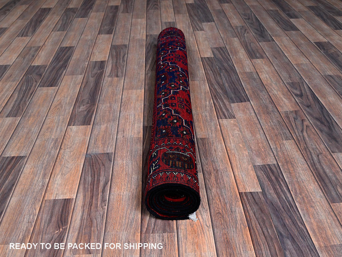 Tribal & Geometric hand-knotted wool rug in Red, 3'10" x 5'7" — SKU O0676 (view 5)