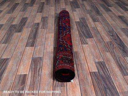Tribal & Geometric hand-knotted wool rug in Red, 3'10" x 5'7" — SKU O0676 (view 5)