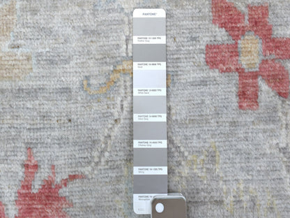 Grey 3'0" x 13'5" Oushak And Peshawar Hand knotted Wool Rug - Sku: O067709