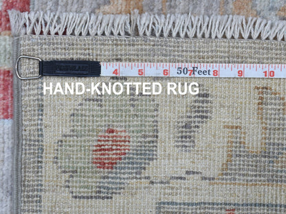 Grey 3'0" x 13'5" Oushak And Peshawar Hand knotted Wool Rug - Sku: O067709