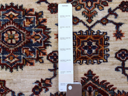 Ivory 3'10" x 5'0" Kazak Hand knotted Wool Rug - Sku: O067723