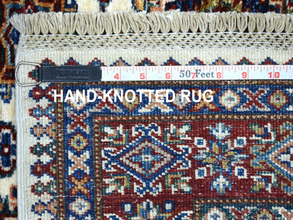 Ivory 3'10" x 5'0" Kazak Hand knotted Wool Rug - Sku: O067723