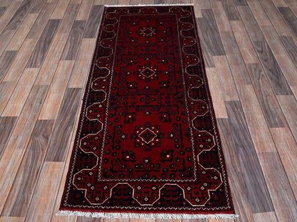 Tribal Tribal & Geometric hand-knotted wool runner in Red, 2'2" x 5'4" — SKU O0677 (view 2)