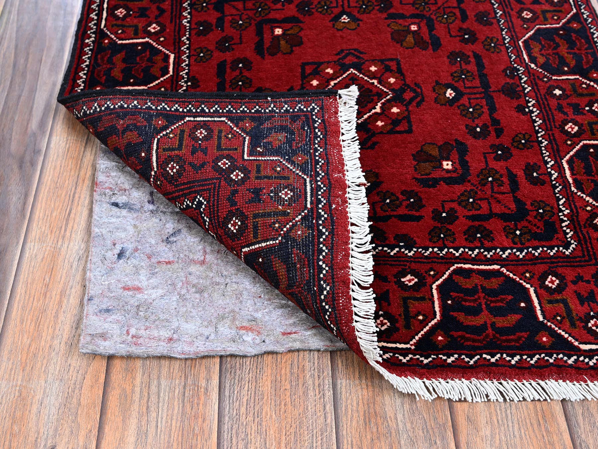 Tribal Tribal & Geometric hand-knotted wool runner in Red, 2'2" x 5'4" — SKU O0677 (view 3)