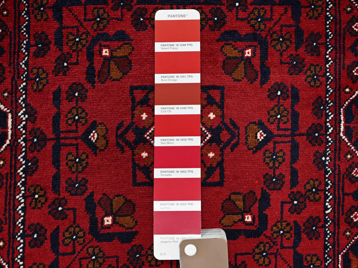 Tribal Tribal & Geometric hand-knotted wool runner in Red, 2'2" x 5'4" — SKU O0677 (view 4)