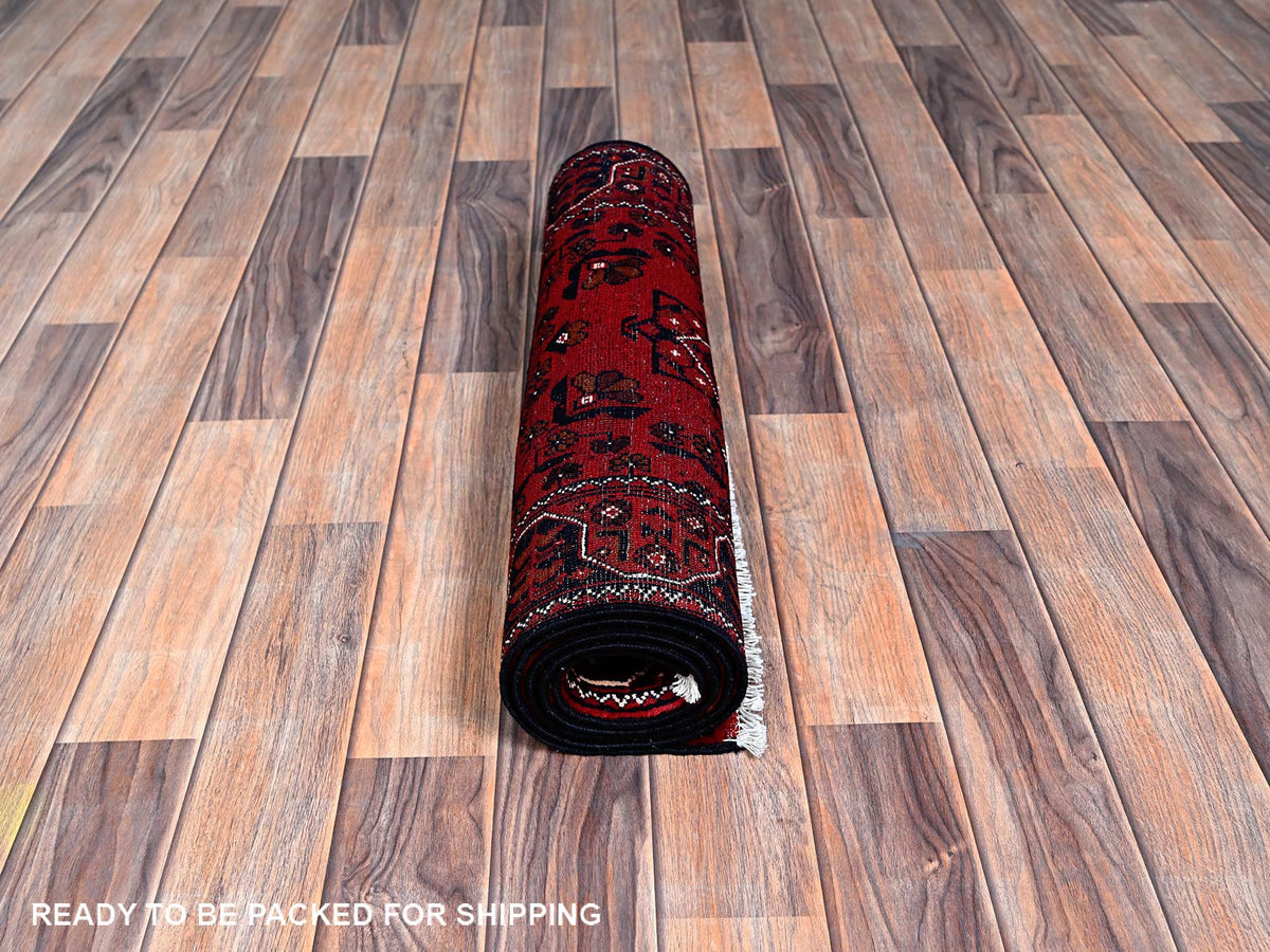 Tribal Tribal & Geometric hand-knotted wool runner in Red, 2'2" x 5'4" — SKU O0677 (view 5)