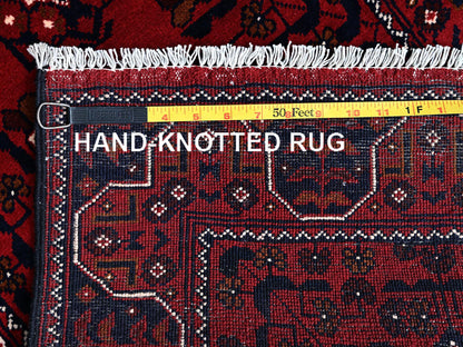 Red 2'2" x 5'4" Tribal Hand knotted Wool Rug - Sku: O0677