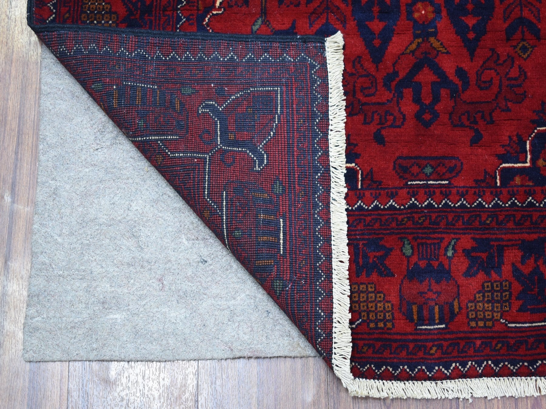 Tribal & Geometric hand-knotted wool rug in Red, 3'3" x 4'8" — SKU O067816 (view 2)