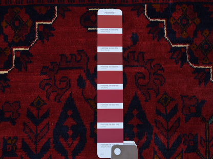 Red 3'3" x 4'8" Tribal Hand knotted Wool Rug - Sku: O067816