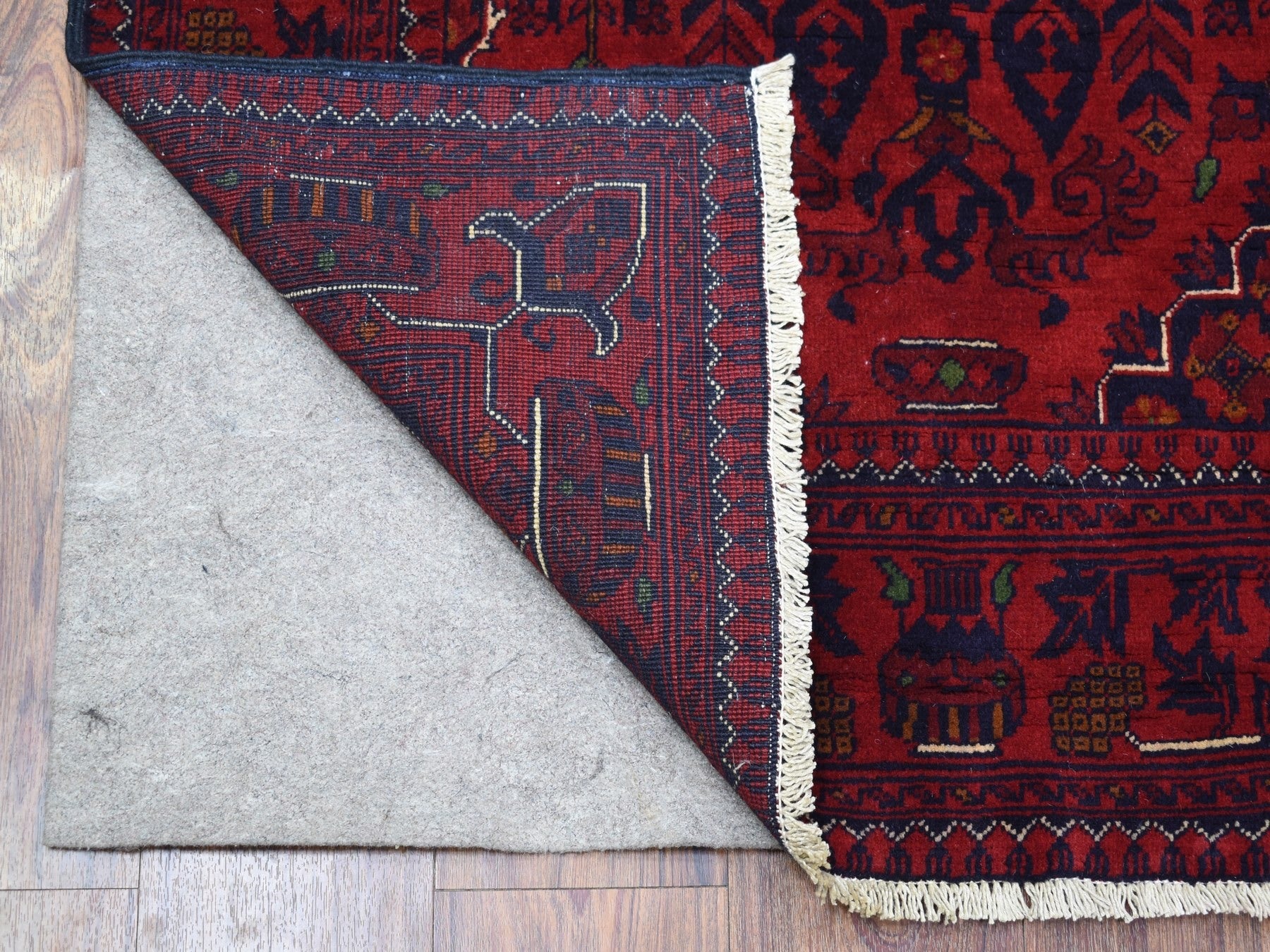 Tribal & Geometric hand-knotted wool rug in Red, 3'3" x 4'10" — SKU O067817 (view 2)