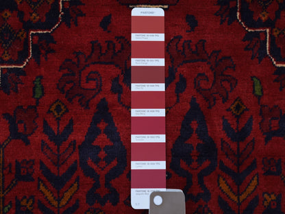 Red 3'3" x 4'10" Tribal Hand knotted Wool Rug - Sku: O067817