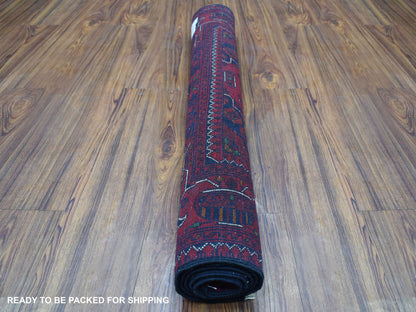 Red 3'3" x 4'10" Tribal Hand knotted Wool Rug - Sku: O067817