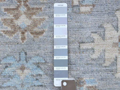Grey 3'10" x 12'1" Tribal & Geometric Hand knotted Wool Rug - Sku: O067916