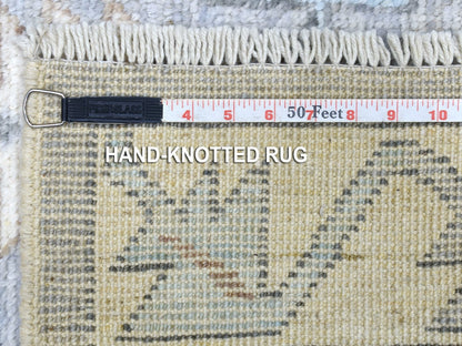 Grey 3'10" x 12'1" Tribal & Geometric Hand knotted Wool Rug - Sku: O067916
