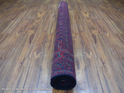 Red 5'8" x 7'7" Tribal Hand knotted Wool Rug - Sku: O067952