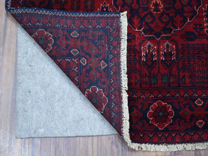 Red 3'3" x 4'10" Tribal Hand knotted Wool Rug - Sku: O067957