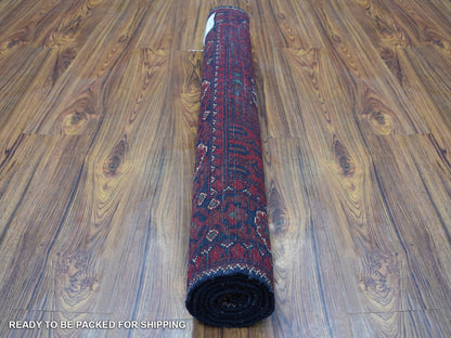 Red 3'3" x 4'10" Tribal Hand knotted Wool Rug - Sku: O067957