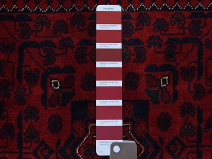 Red 3'3" x 4'8" Tribal Hand knotted Wool Rug - Sku: O067958