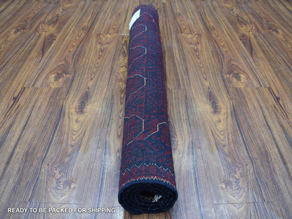 Red 3'3" x 4'8" Tribal Hand knotted Wool Rug - Sku: O067958