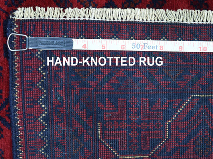 Red 3'3" x 4'8" Tribal Hand knotted Wool Rug - Sku: O067958