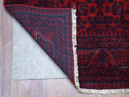 Red 3'3" x 4'10" Tribal Hand knotted Wool Rug - Sku: O067960