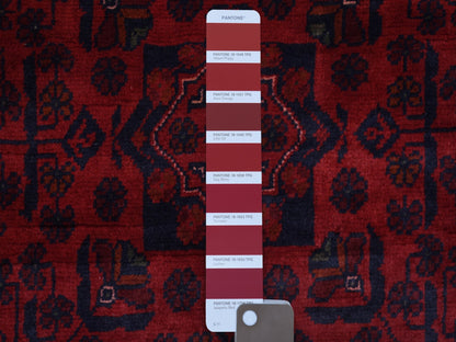 Red 3'3" x 4'10" Tribal Hand knotted Wool Rug - Sku: O067960