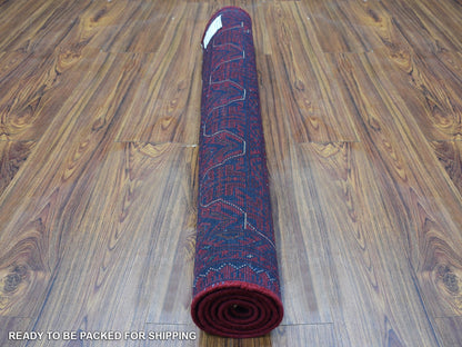 Red 3'3" x 4'10" Tribal Hand knotted Wool Rug - Sku: O067960