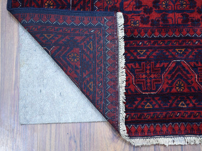 Red 3'3" x 5'0" Tribal Hand knotted Wool Rug - Sku: O067961