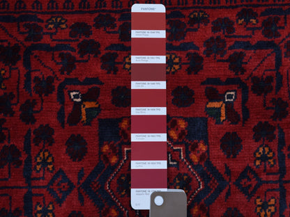 Red 3'3" x 5'0" Tribal Hand knotted Wool Rug - Sku: O067961