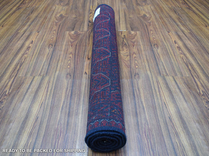 Red 3'3" x 5'0" Tribal Hand knotted Wool Rug - Sku: O067961