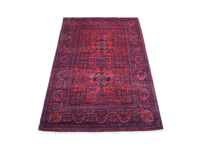 Red 3'4" x 4'10" Tribal Hand knotted Wool Rug - Sku: O067964