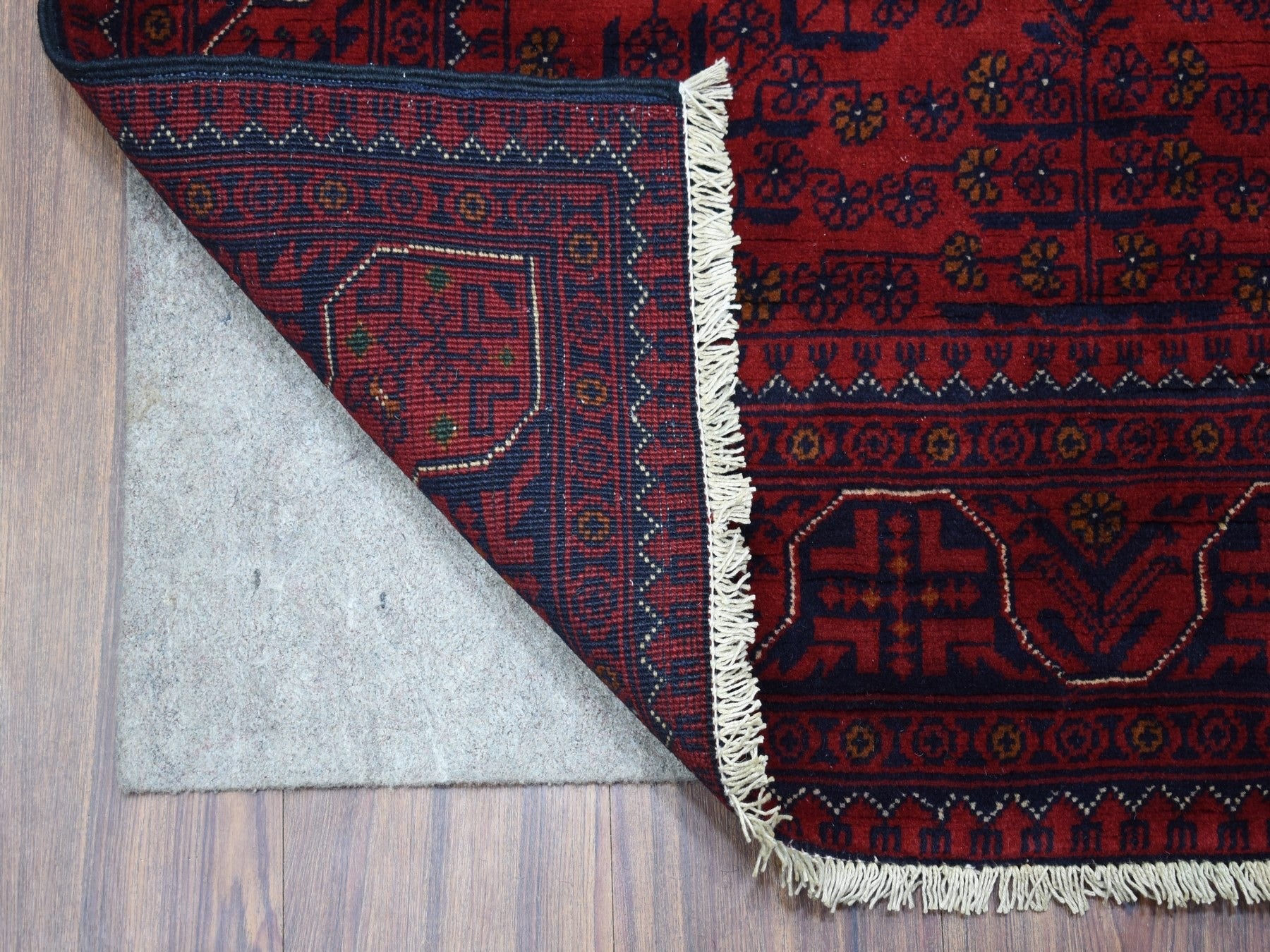 Tribal & Geometric hand-knotted wool rug in Red, 3'4" x 4'10" — SKU O067964 (view 2)