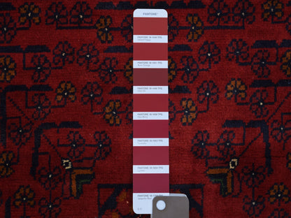 Red 3'4" x 4'10" Tribal Hand knotted Wool Rug - Sku: O067964