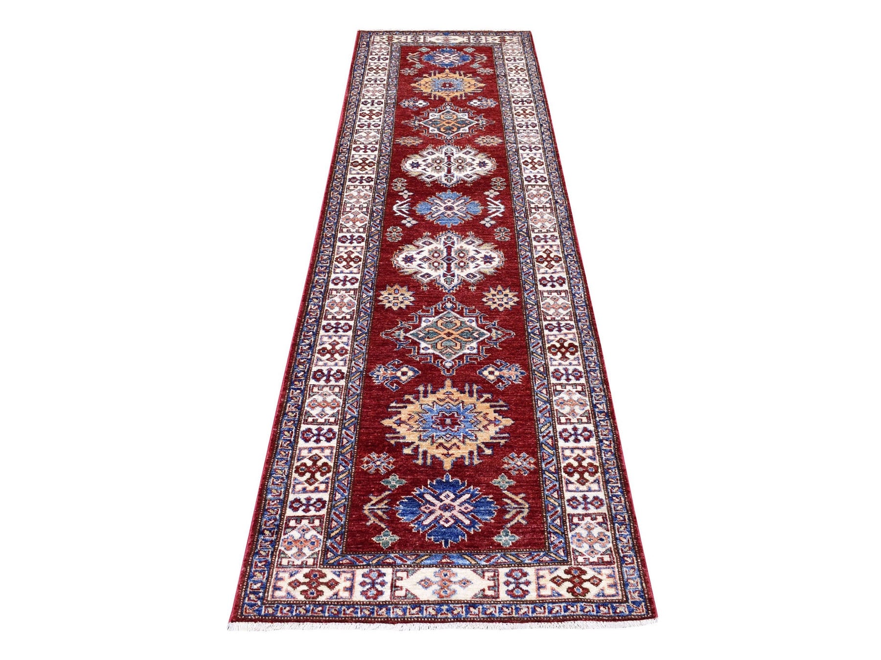 Red 2'7" x 8'10" Tribal Hand knotted Wool Rug - Sku: O068029