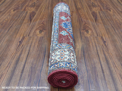 Red 2'7" x 8'10" Tribal Hand knotted Wool Rug - Sku: O068029