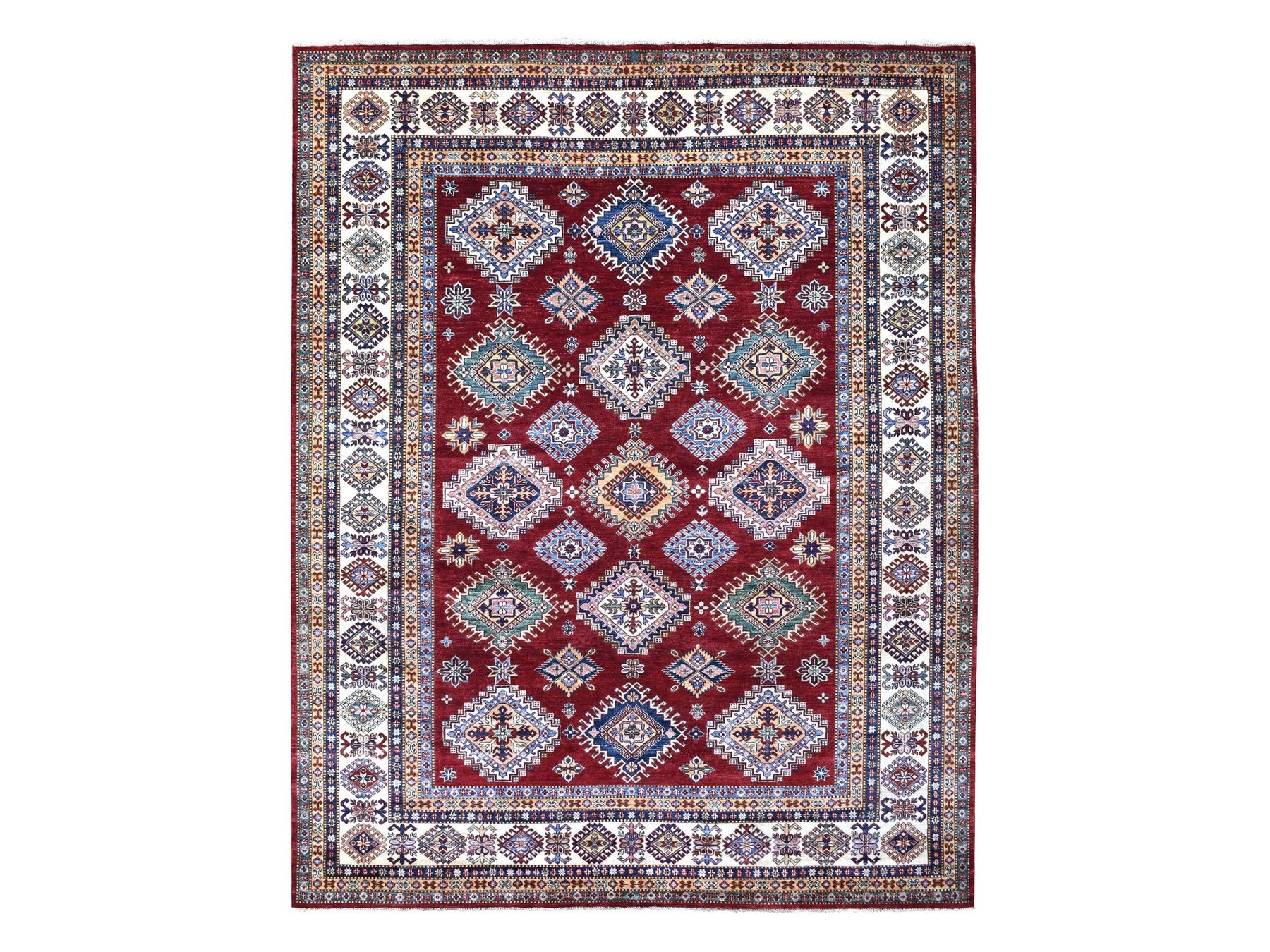 Kazak Kazak hand-knotted wool rug in Red & Ivory, 8'1" x 10' — SKU O068058