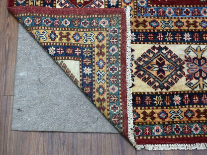 Red 8'1" x 10'0" Tribal Hand knotted Wool Rug - Sku: O068058