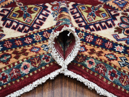 Red 8'1" x 10'0" Tribal Hand knotted Wool Rug - Sku: O068058