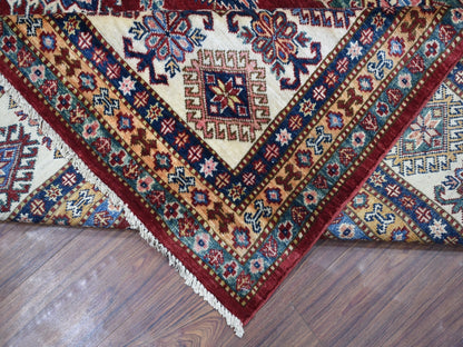 Red 8'1" x 10'0" Tribal Hand knotted Wool Rug - Sku: O068058