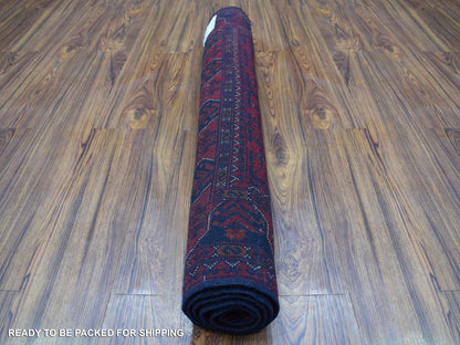 Red 3'4" x 5'0" Tribal Hand knotted Wool Rug - Sku: O068089
