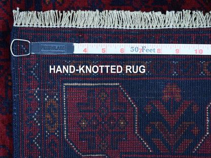 Red 3'4" x 5'0" Tribal Hand knotted Wool Rug - Sku: O068089