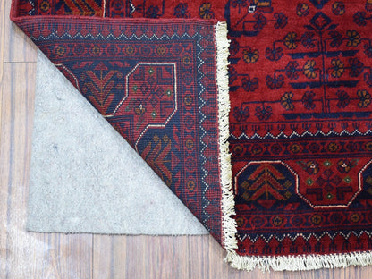 Red 3'3" x 5'0" Tribal Hand knotted Wool Rug - Sku: O068092