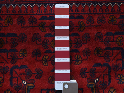 Red 3'3" x 5'0" Tribal Hand knotted Wool Rug - Sku: O068092