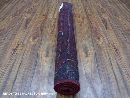 Red 3'3" x 5'0" Tribal Hand knotted Wool Rug - Sku: O068092