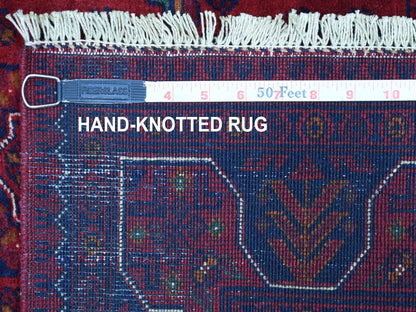 Red 3'3" x 5'0" Tribal Hand knotted Wool Rug - Sku: O068092