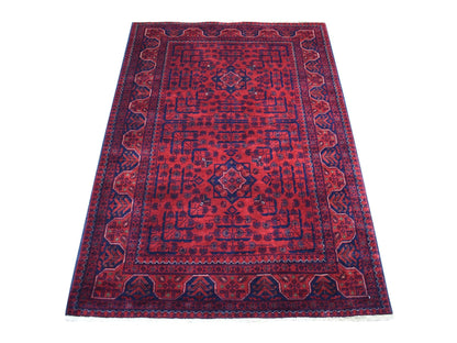 Red 3'4" x 4'9" Tribal Hand knotted Wool Rug - Sku: O068095