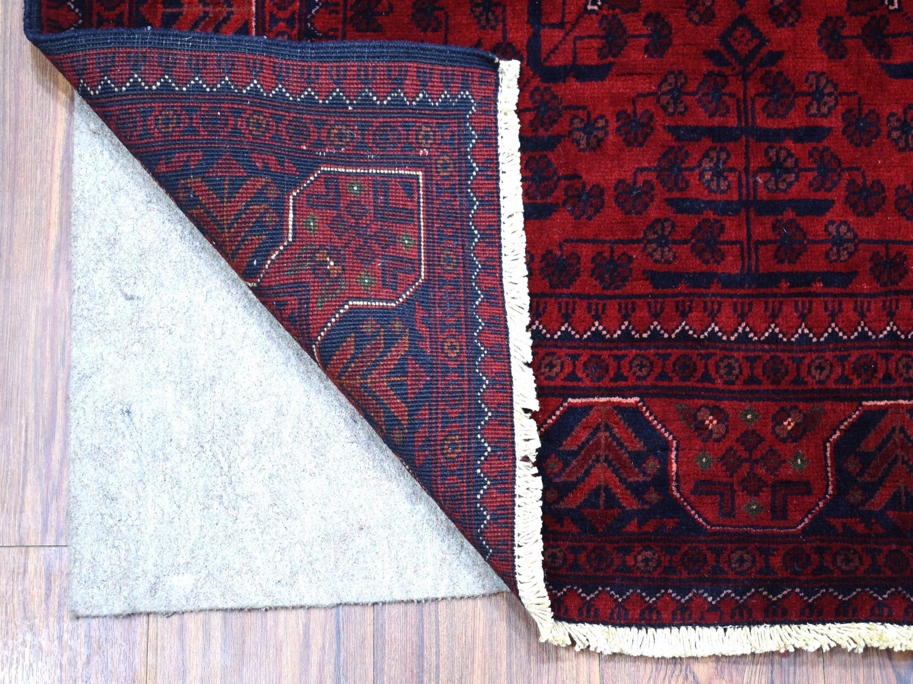 Tribal & Geometric hand-knotted wool rug in Red, 3'4" x 4'9" — SKU O068095 (view 2)