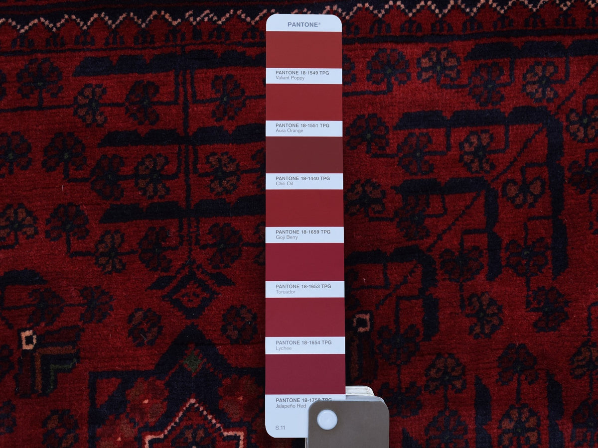 Tribal & Geometric hand-knotted wool rug in Red, 3'4" x 4'9" — SKU O068095 (view 3)