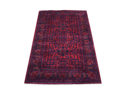 Red 3'4" x 4'9" Tribal Hand knotted Wool Rug - Sku: O068098